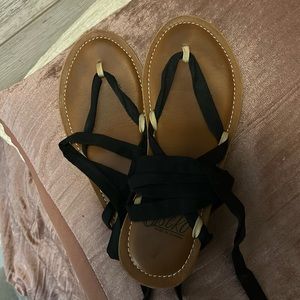 Black Lace Up Sandals